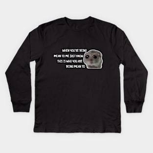 Sad Hamster, When You're Being Mean to me Just Know This is Who You Are Being Mean To Kids Long Sleeve T-Shirt